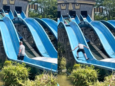 WATCH: Dad rescues daughter from waterslide - Vimarsana News