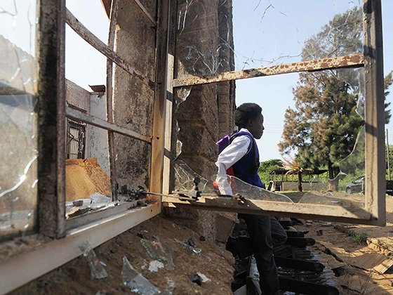 Damaged school