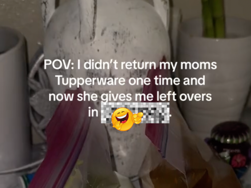 Daughter forgets tupperware trending video