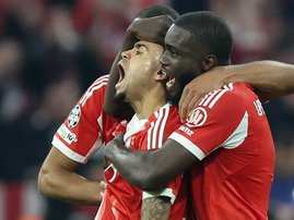 Bayern Munich forward Luis Diaz celebrates Champions League goal