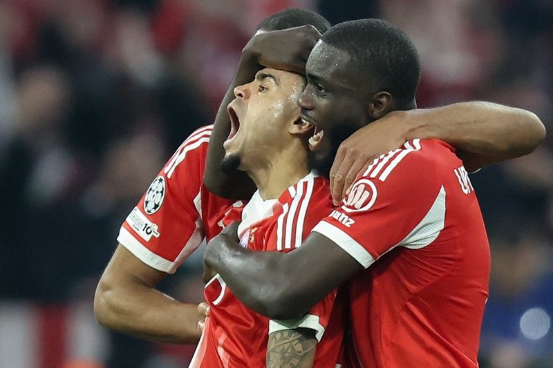 Bayern Munich forward Luis Diaz celebrates Champions League goal