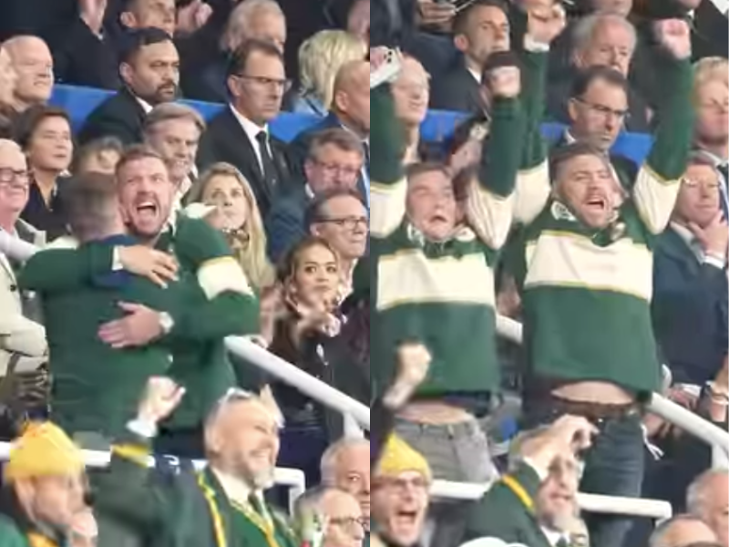 Dricus du Plessis at World Cup rugby final 2023
