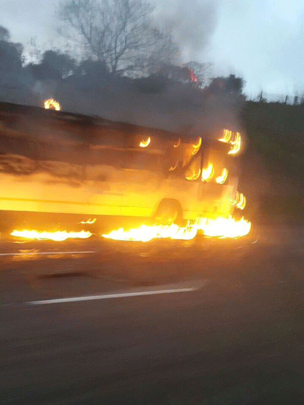 N2 bus fire near Westwood Mall