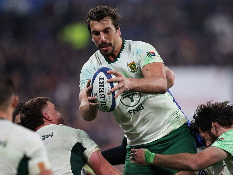 Springbok lock Eben Etzebeth in action against France