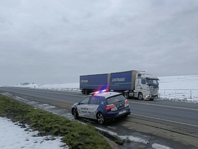 Snow affecting roads in the Eastern Cape in July 2026