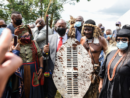 Julius Malema at KwaKhethomthandayo palace in Nongoma KZN