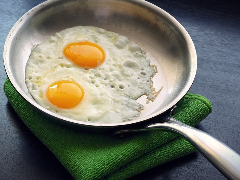 eggs in frying pan