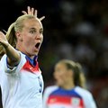 England's forward #09 Beth Mead reacts during the UEFA Women's Euro 2025 Group D football match between France and England