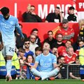 Manchester City striker Erling Haaland celebrates Manchester derby winner