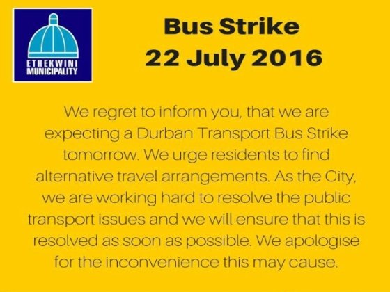 eThekwini warns commuters of possible bus strike