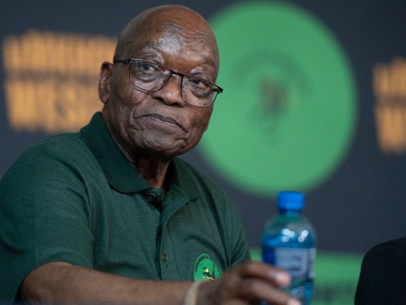 Former South African president Jacob Zuma IN MK PARTY REGALIA
