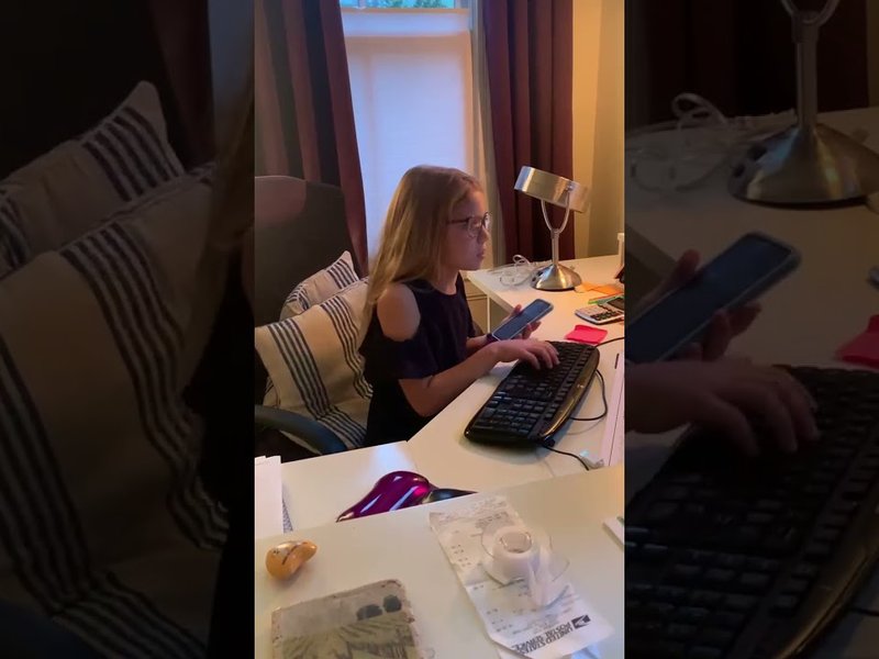 Girl imitates mom