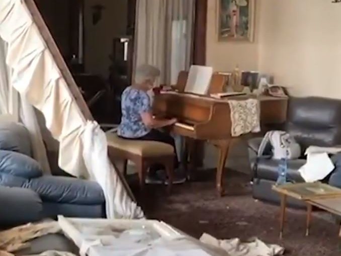 A grandmother playing the piano in Beirut