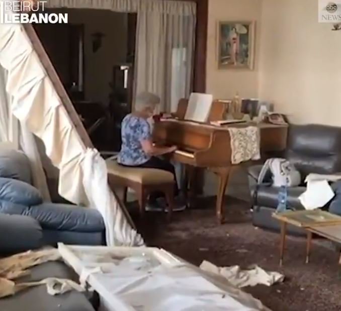 A grandmother playing the piano in Beirut