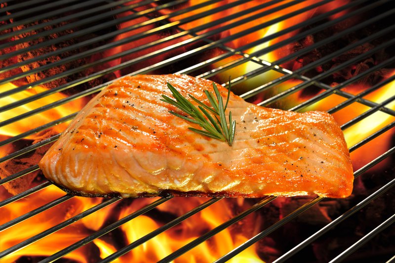 Salmon on a grill