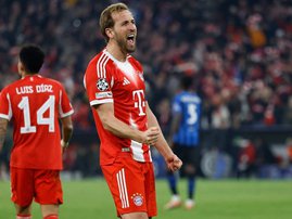 Bayern Munich striker Harry Kane celebrates a goal
