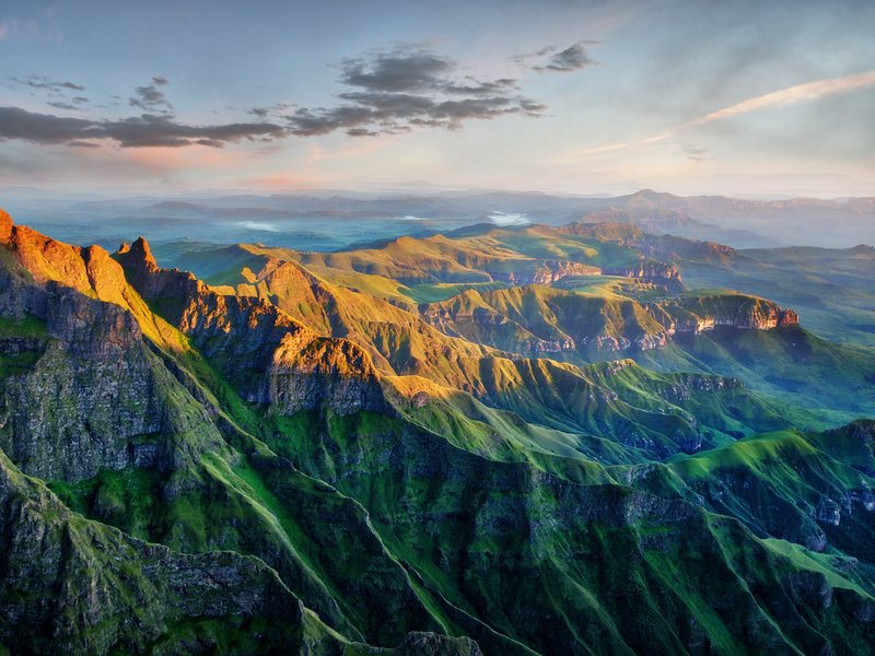 Drakensberg Amphitheatre in South Africa stock photo