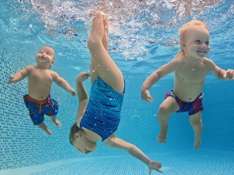 Children swimming in pool