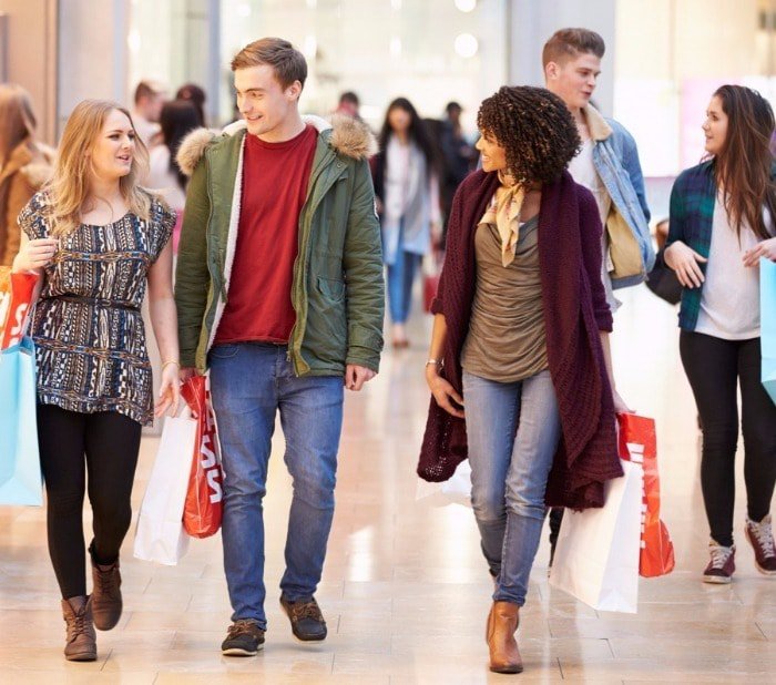 Shopping mall shoppers