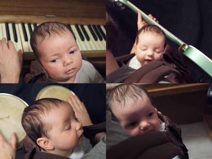 image baby sleeping father sings