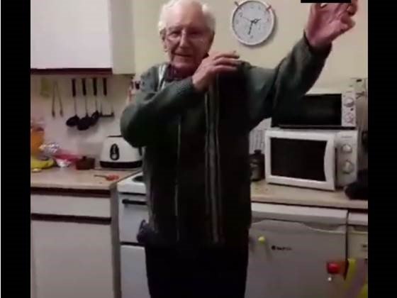 image old man dancing acting cool