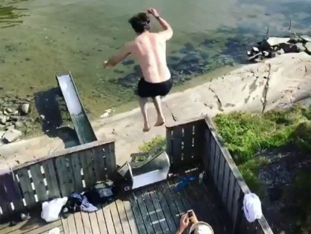 image slide water man jumps