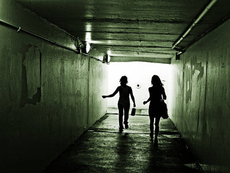 Scared girl running