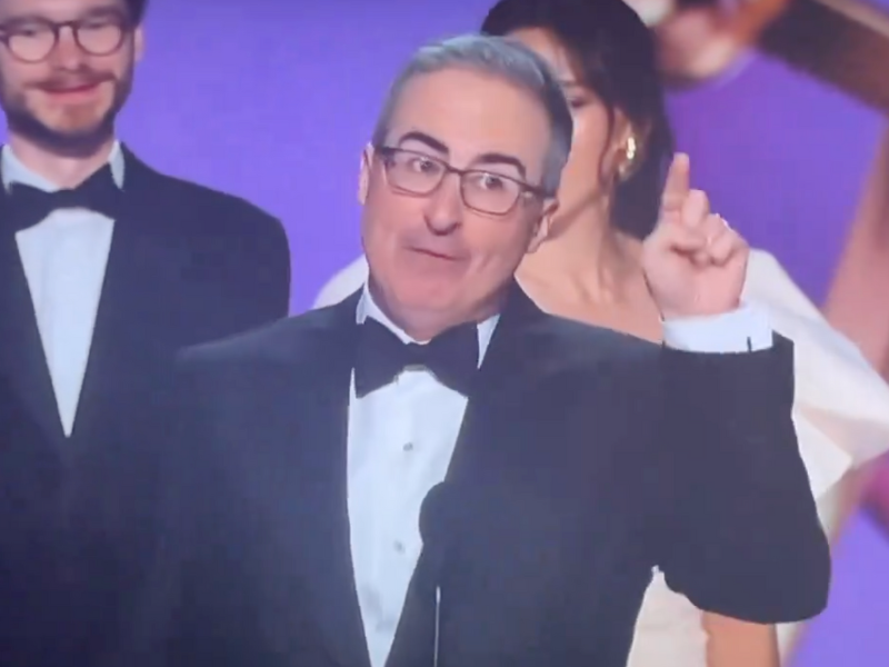 VIDEO: Comedian John Oliver reacts to getting cut off during emotional Emmy speech