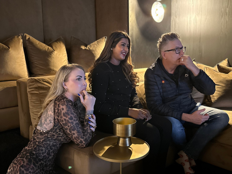 Jojo, Carmen and Darren watching something