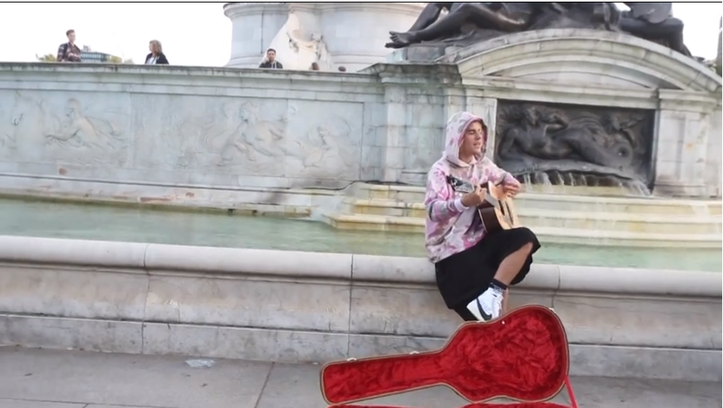 justin bieber busking