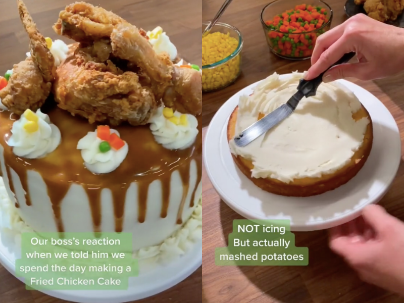 WATCH: Internet reacts to horror cake made of fried chicken and mash