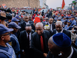 EFF leader Julius Malema outside East London Magistrates Court