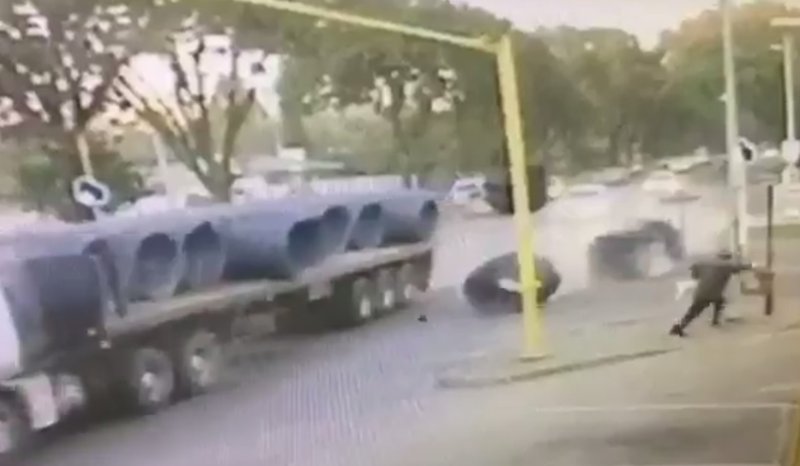 Man runs for his life truck