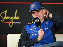 Formula One driver Max Verstappen addressing media before 2026 Chinese Grand Prix