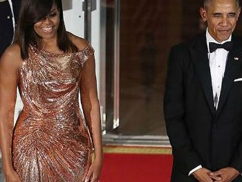 Michelle Obama Rose Gold Versace Gown