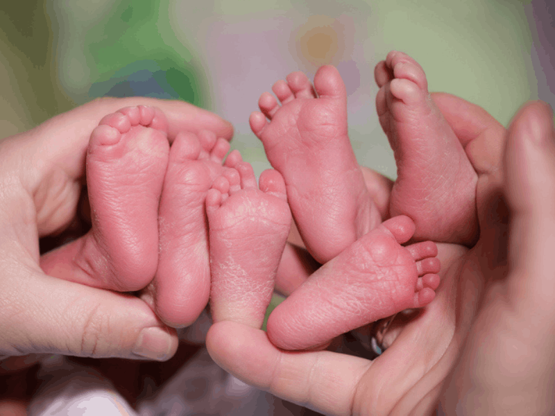 Newborn baby triplets