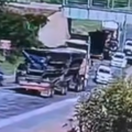 Shocking footage shows truck crushing cars on N10