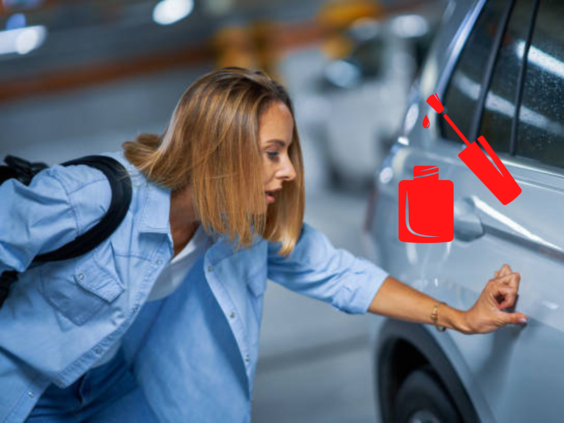 Relationship goals? Woman uses nail polish to cover bump on bf's car
