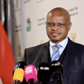 National Director of Public Prosecutions Andy Mothibi briefing media in July 2026