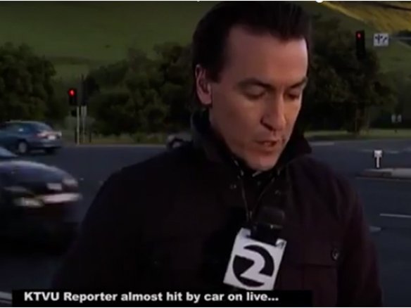 News reporter almost got hit by a car live on TV
