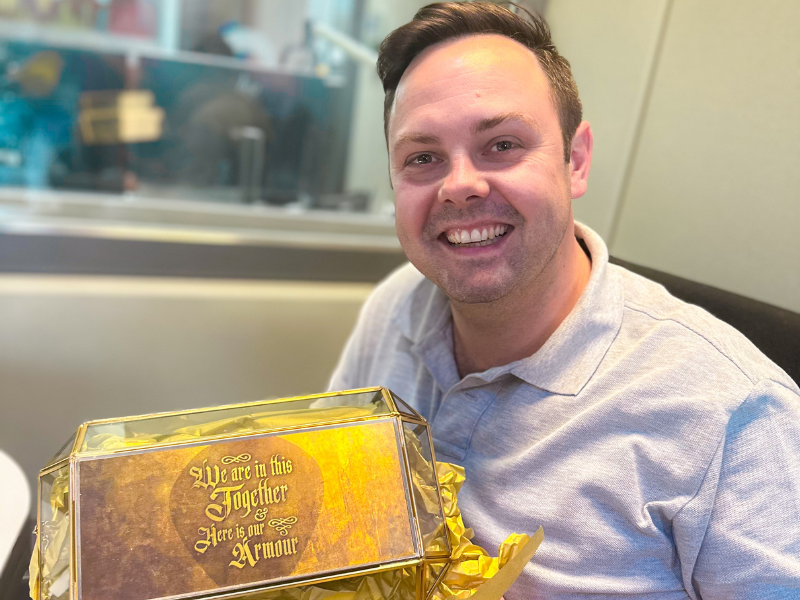 Nick Tatham with mysterious box