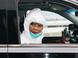 Naomi Camobell safety tips bodysuit and car