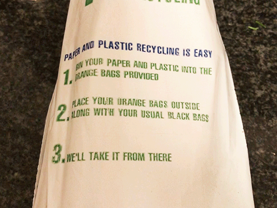Orange recycling bags
