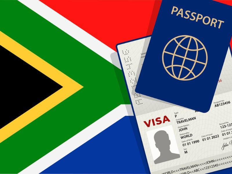 passport and visa animation with SA flag