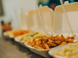 pasta and spaghetti in takeaway food packages
