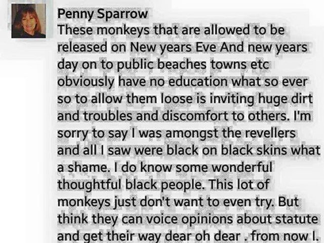 Penny Sparrow post