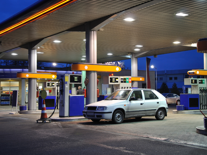 Car at a petrol station