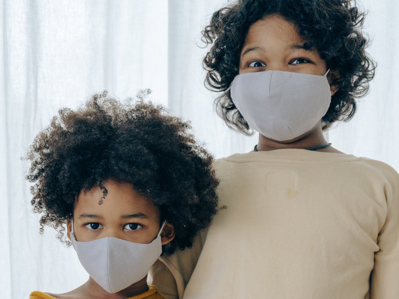 Children wearing mask