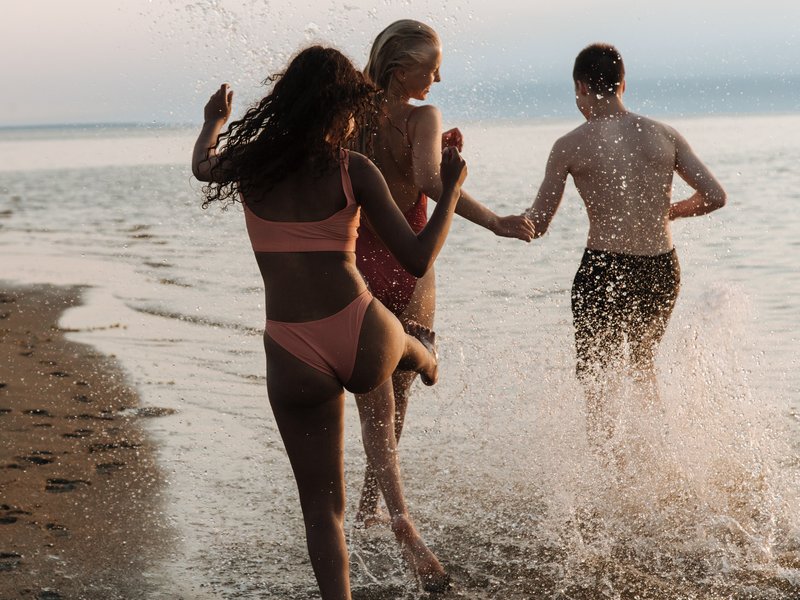 Holiday beach swimming
