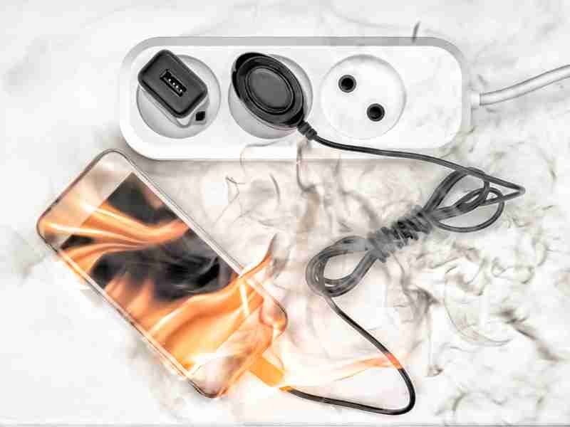 Charging phone on fire